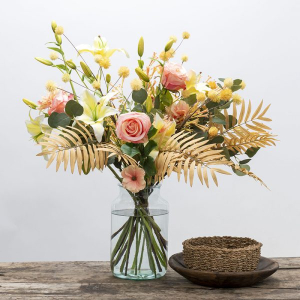 Peachless - Zijden boeket - Zijden bloemen boeket - Boeket kleuren explosie - Groot Zijde boeket - L